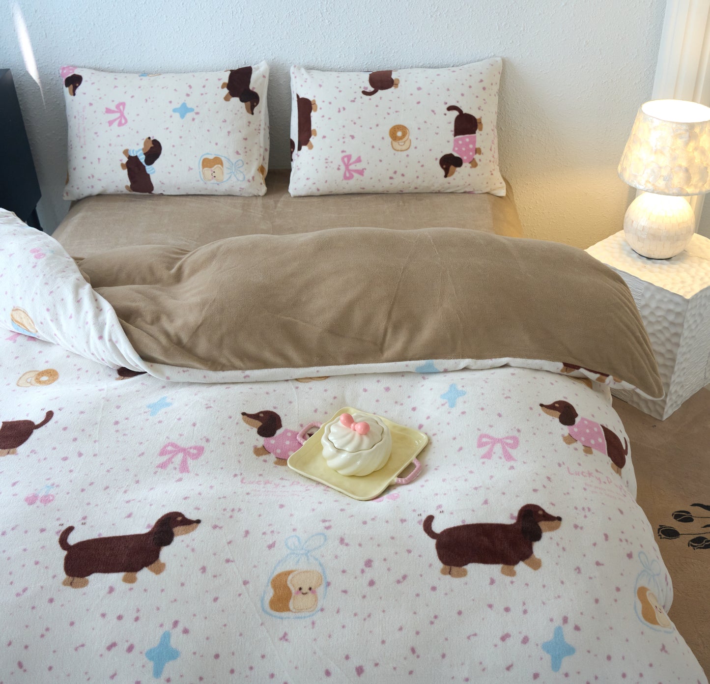绒毛四件套-腊肠家族 Plush 4-piece bedding set