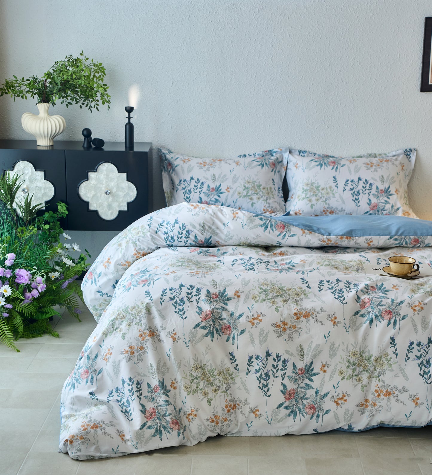 60s纯棉四件套-塞纳花园 4 in 1 Cotton Bedding Set (w/fitted sheet)