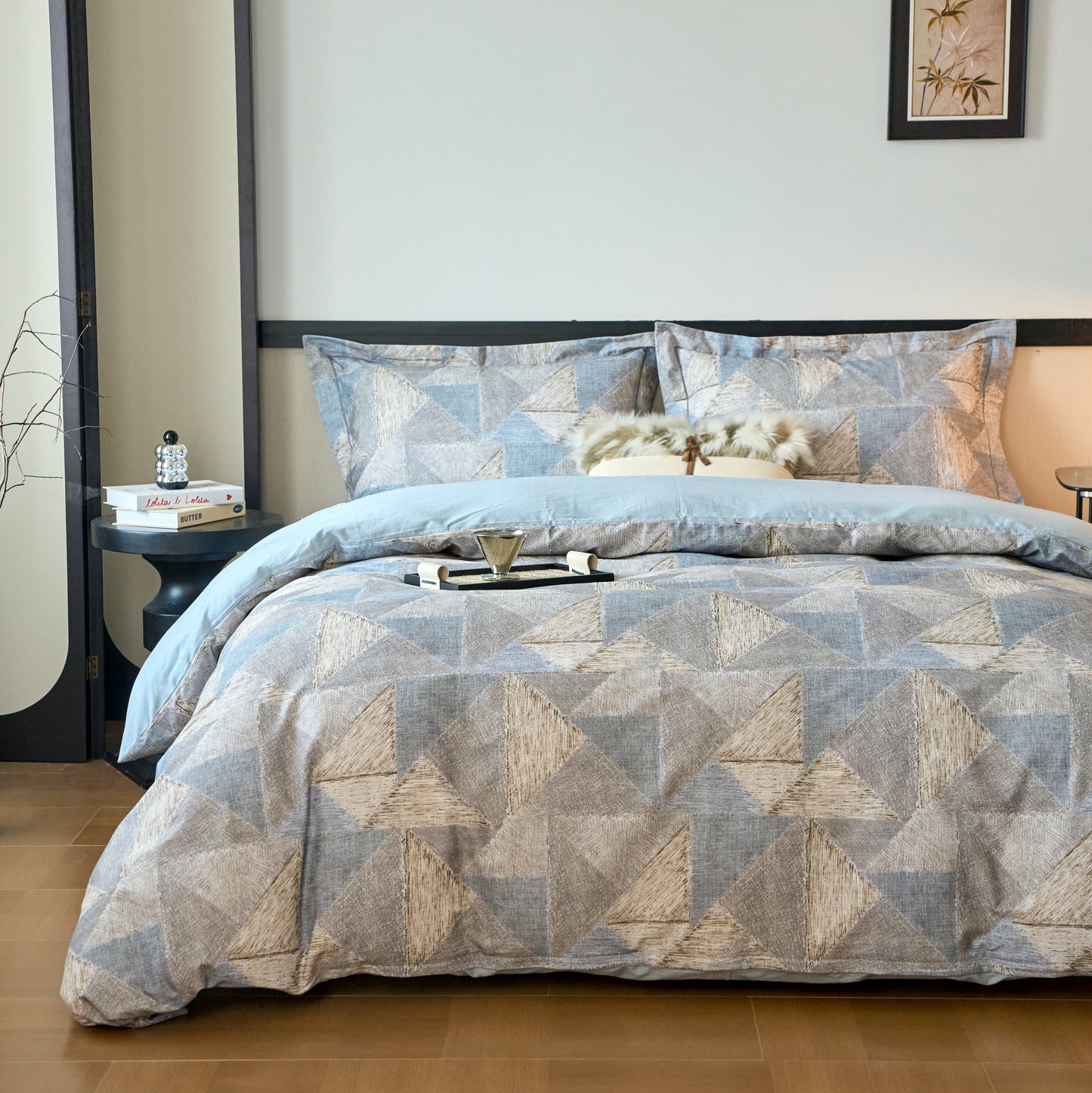 全棉磨毛四件套-黎贝卡 4 in 1 Cotton Bedding Set (w/fitted sheet)