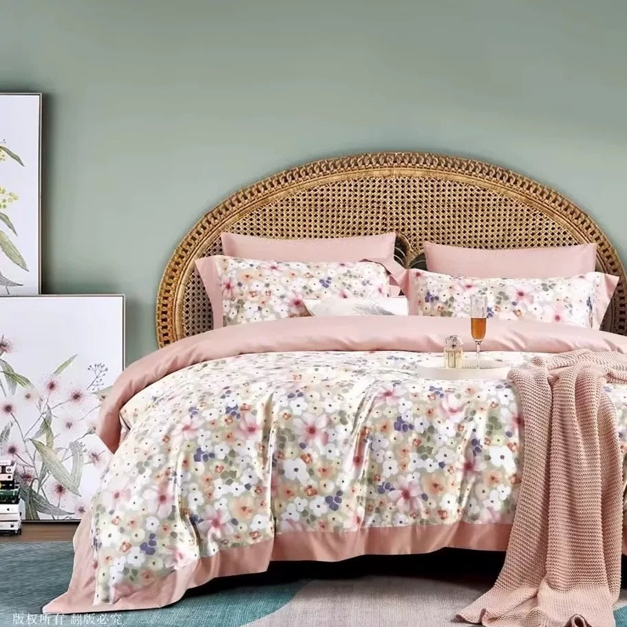 100s棉三/四件套-花雨涧 Cotton Duvet Cover Set-Watery Flower