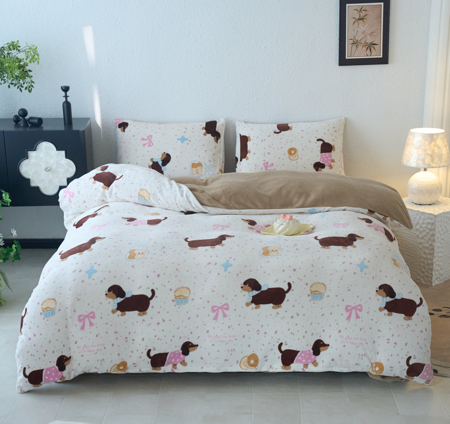 绒毛四件套-腊肠家族 Plush 4-piece bedding set