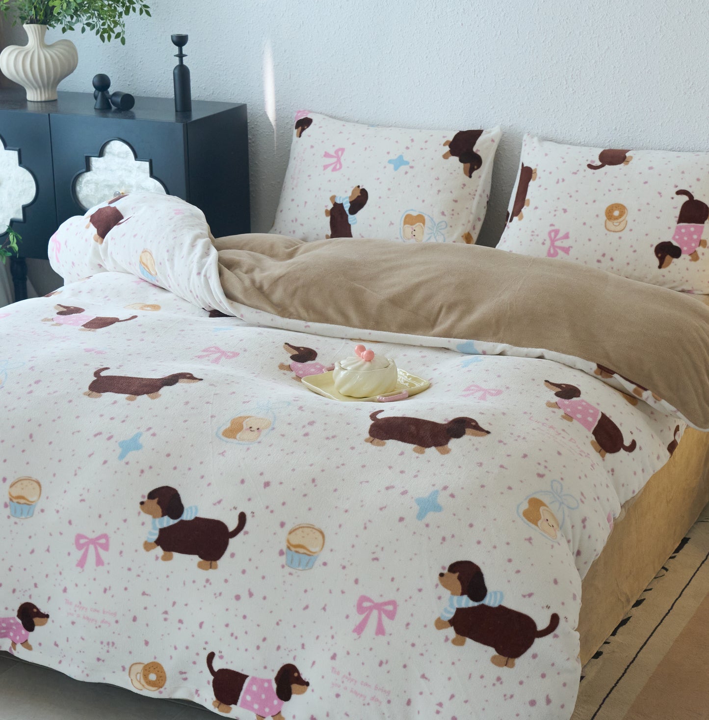 绒毛四件套-腊肠家族 Plush 4-piece bedding set