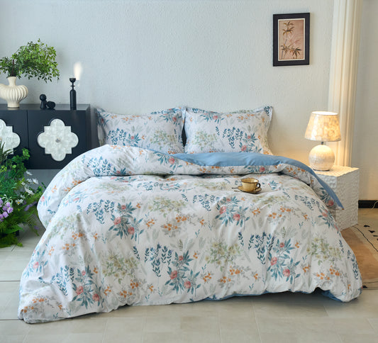 60s纯棉四件套-塞纳花园 4 in 1 Cotton Bedding Set (w/fitted sheet)
