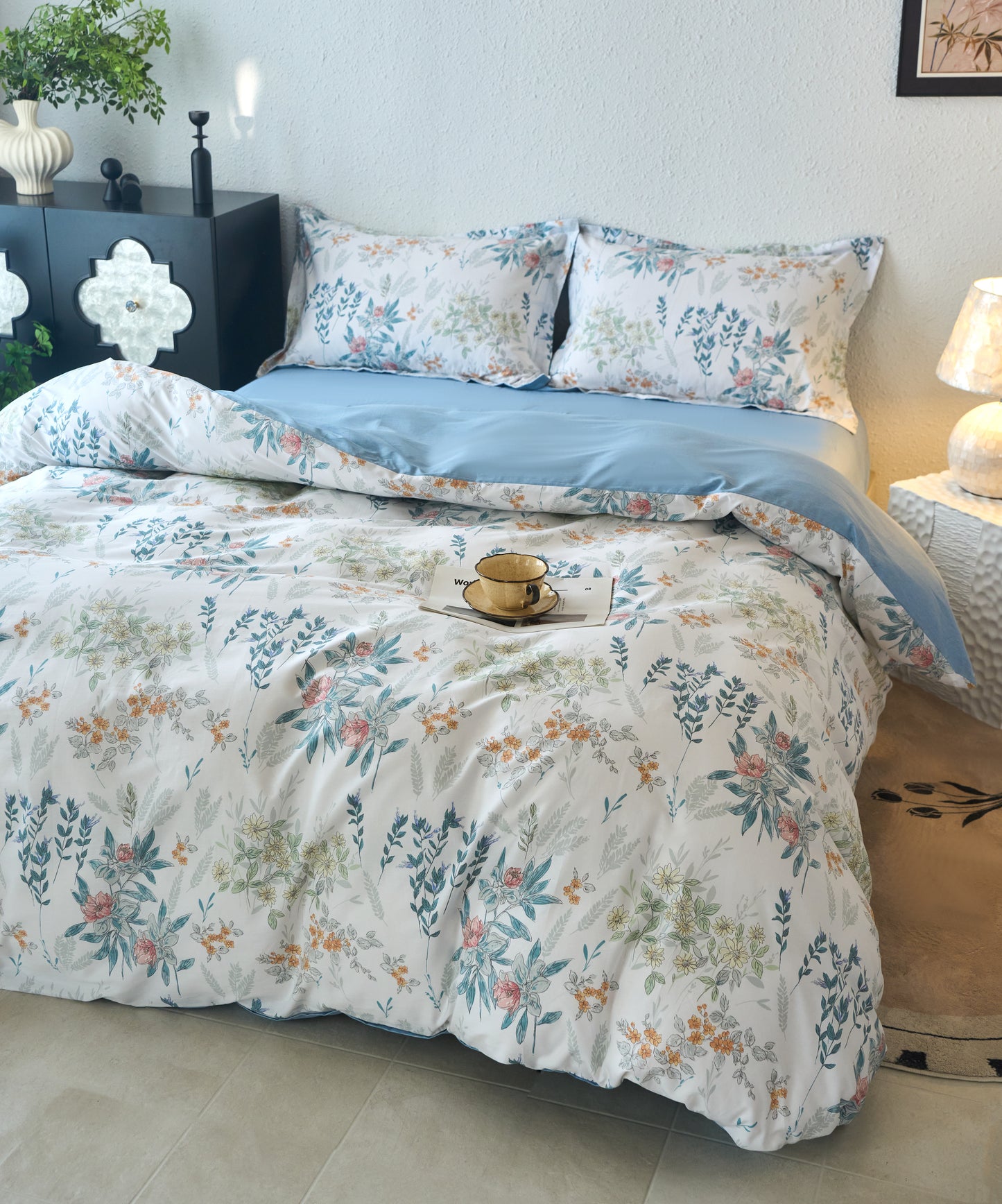 60s纯棉四件套-塞纳花园 4 in 1 Cotton Bedding Set (w/fitted sheet)