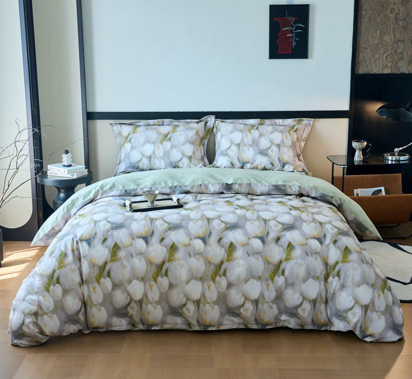 全棉磨毛四件套-馥雅 4 in 1 Cotton Bedding Set (w/fitted sheet)