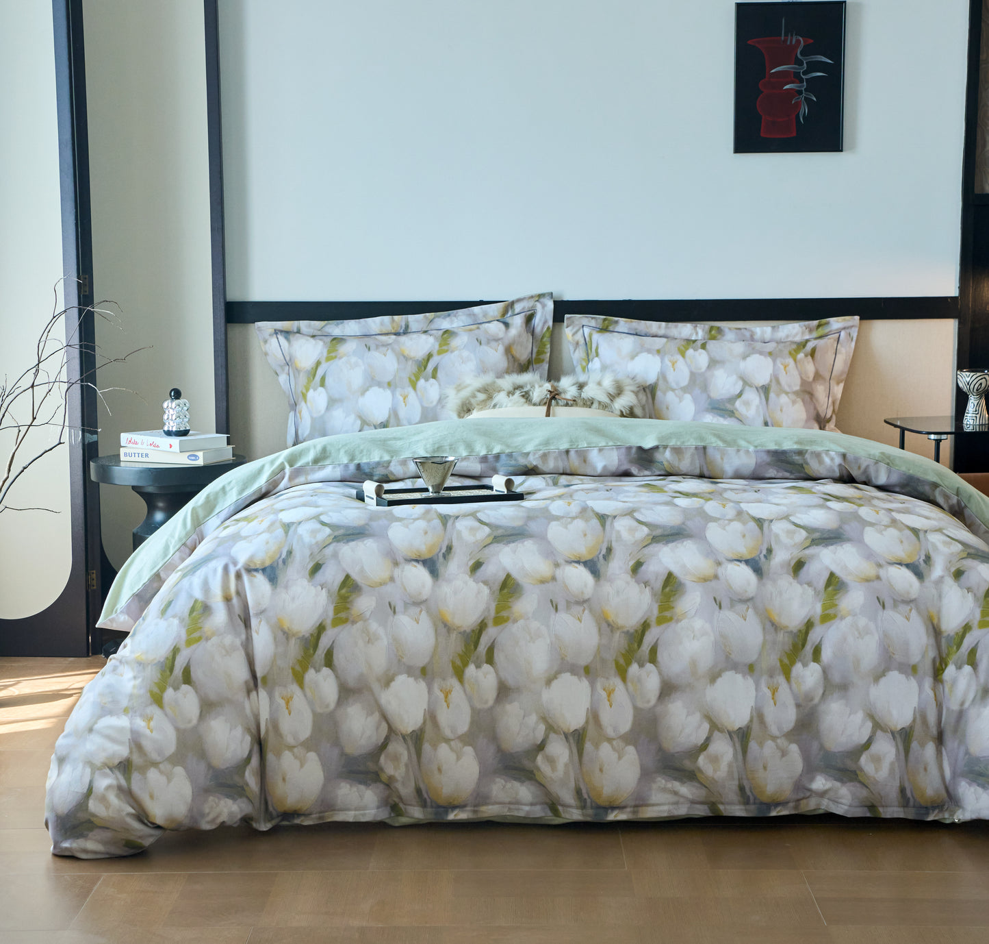 全棉磨毛四件套-馥雅 4 in 1 Cotton Bedding Set (w/fitted sheet)