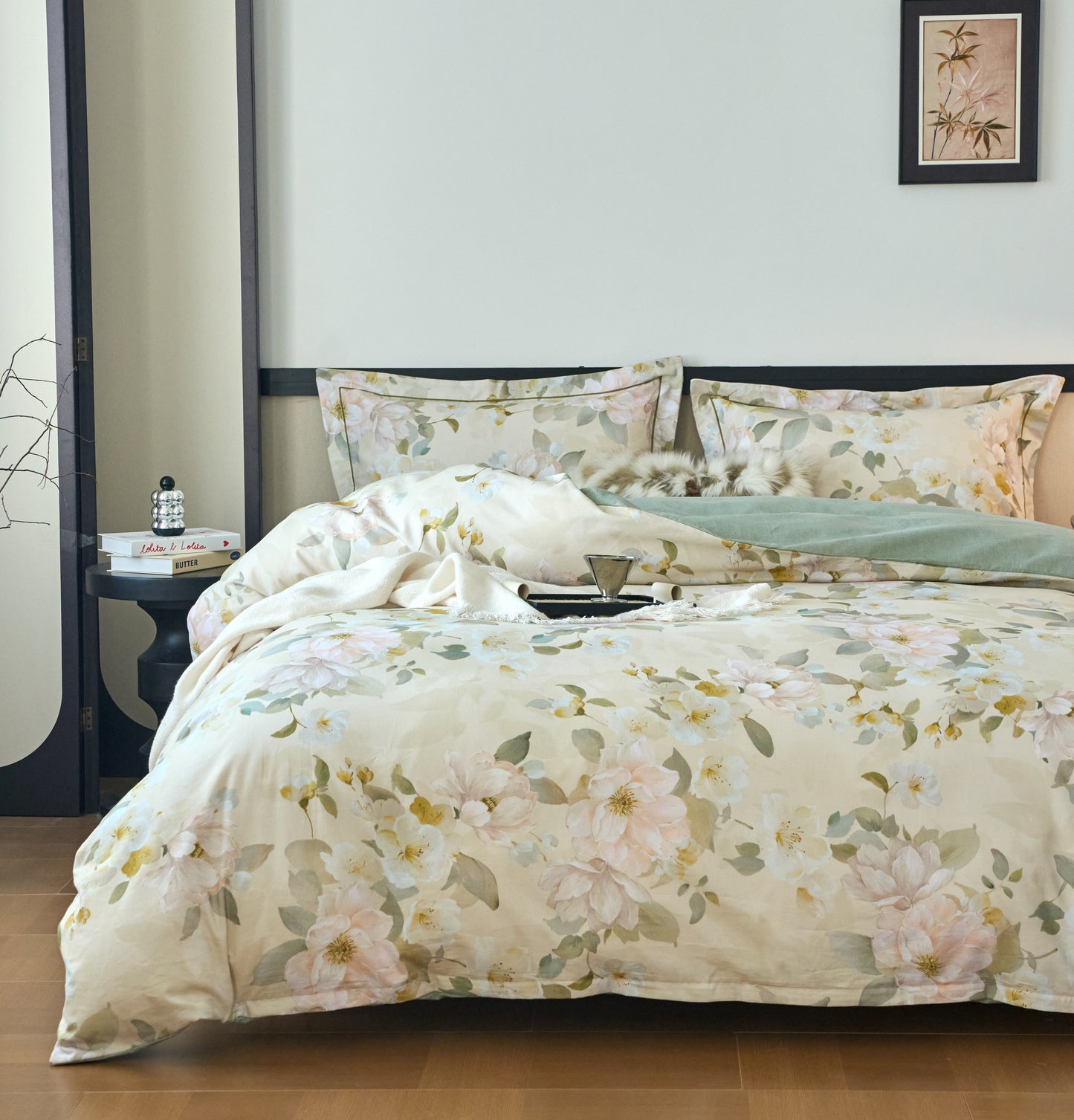 全棉磨毛四件套-凤穿牡丹 4 in 1 Cotton Bedding Set (w/fitted sheet)