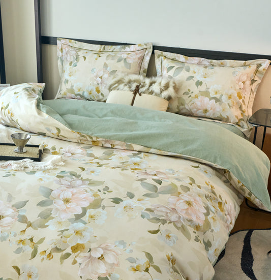 全棉磨毛四件套-凤穿牡丹 4 in 1 Cotton Bedding Set (w/fitted sheet)