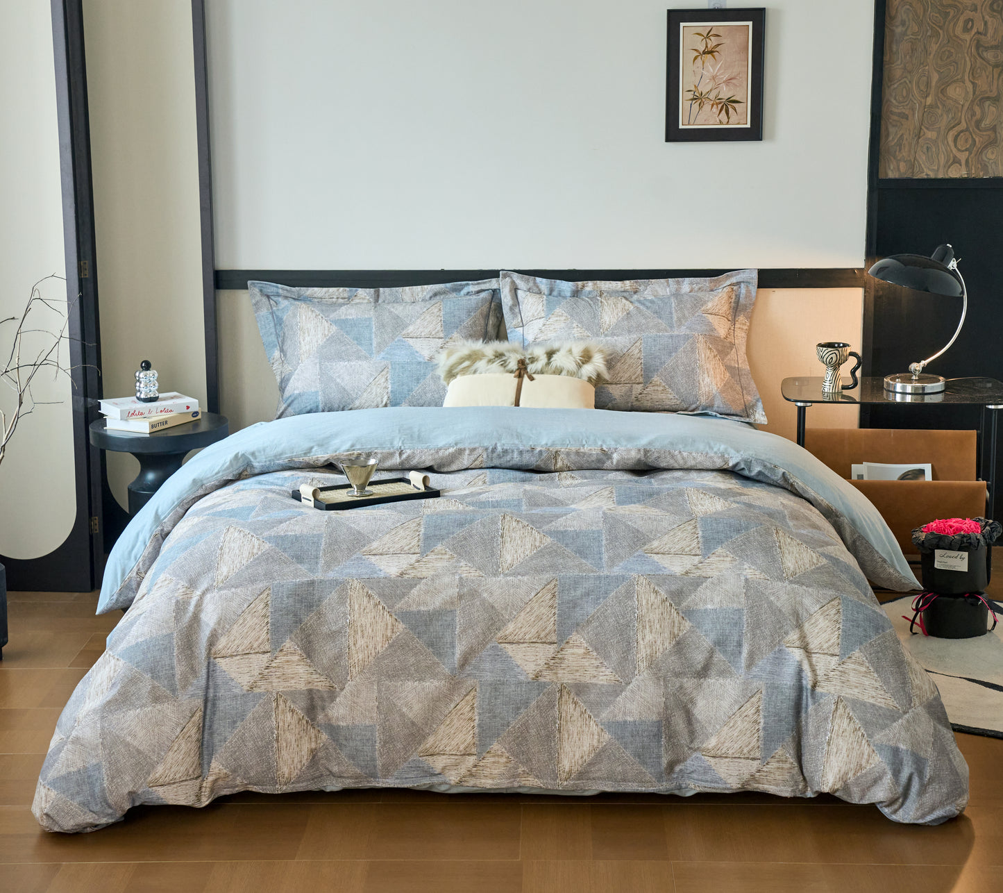 全棉磨毛四件套-黎贝卡 4 in 1 Cotton Bedding Set (w/fitted sheet)