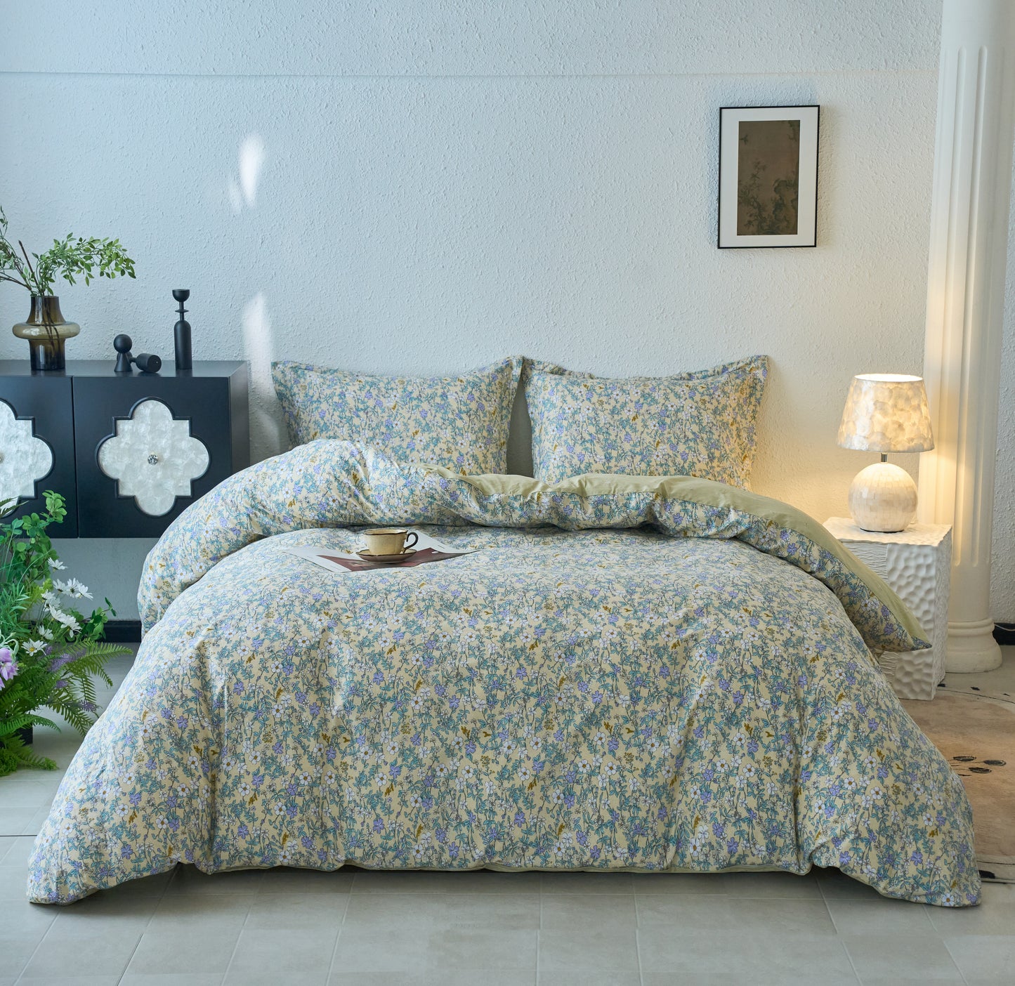 60s纯棉四件套-一抹清香 4 in 1 Cotton Bedding Set (w/fitted sheet)