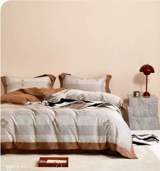 100s纯棉三/四件套-梵克咖色 Cotton Duvet Cover Set-Coffee Brown
