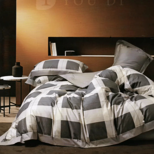 100s纯棉三/四件套-定格灰 Cotton Duvet Cover Set-Built-in Grey